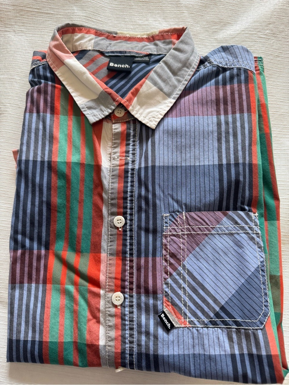 Bench Men's Multicolor Plaid Short Sleeve Button-Down Shirt - XXL